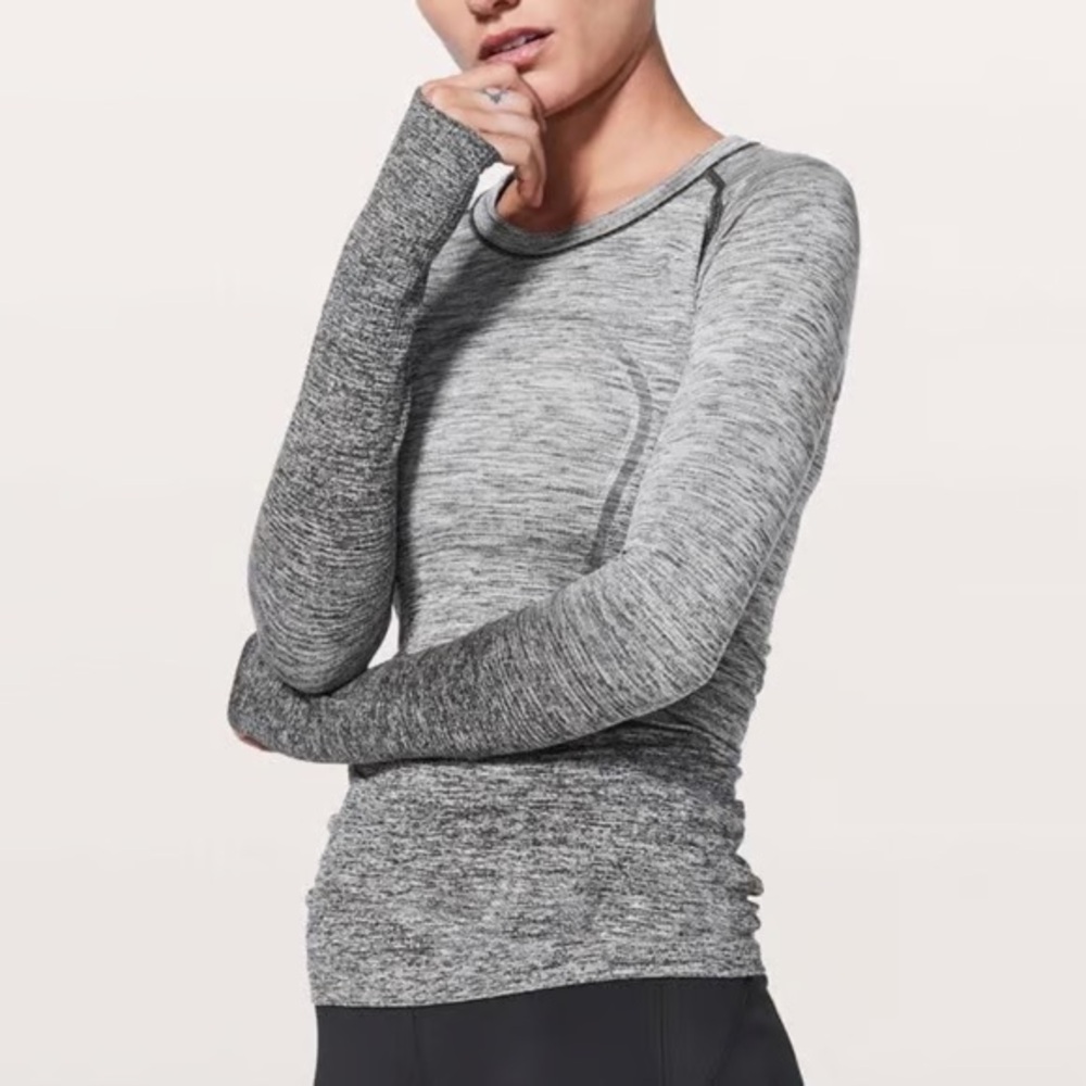 lululemon athletica Women's Heathered Gray Long Sleeve Top
